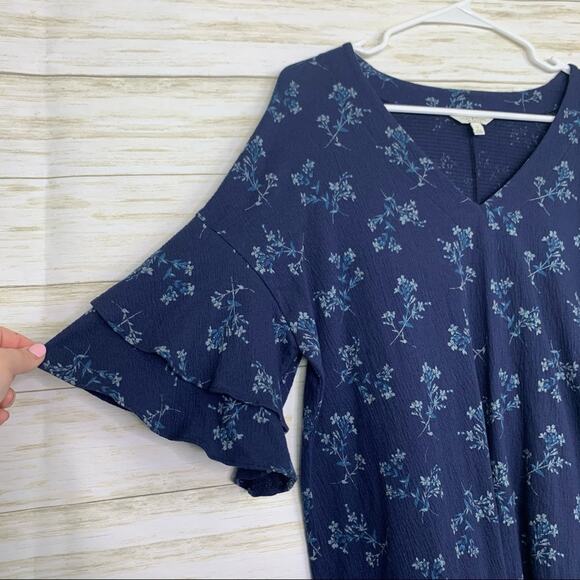 Lucky Brand Printed Knit Mini Dress Navy Blue - Picture 3 of 8